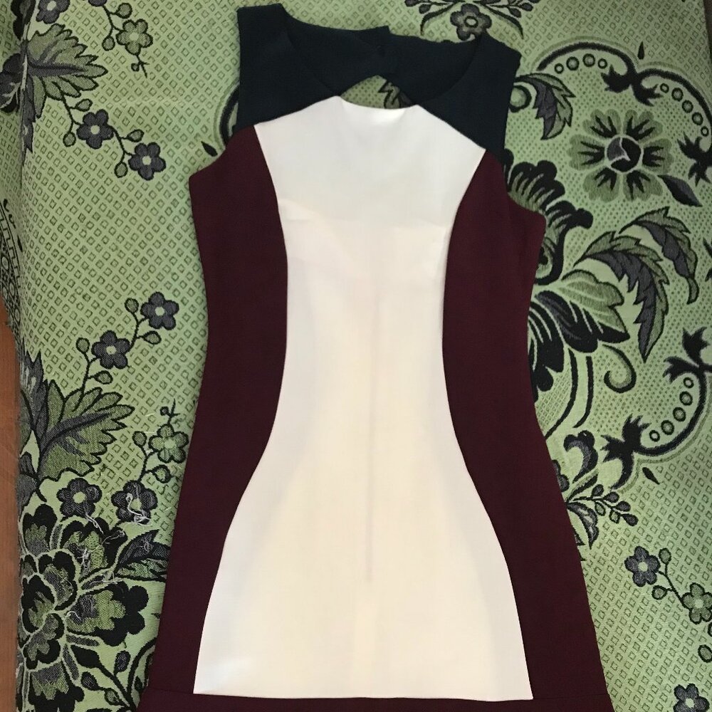 CLOSET LONDON SLEEVELESS Midi Burgundy/ Cream/Dark Blue Dress